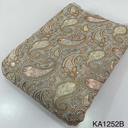 Thread Sequins Embroidered Georgette Fabric-KA1252