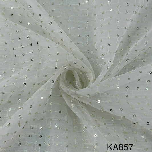Dyeable Embroidered Sequins Organza Fabric-KA857