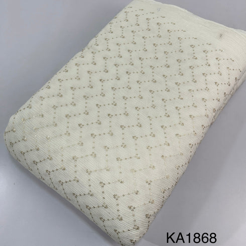 Dyeable Embroidered Sequins Chinon Chiffon Fabric - KA1868