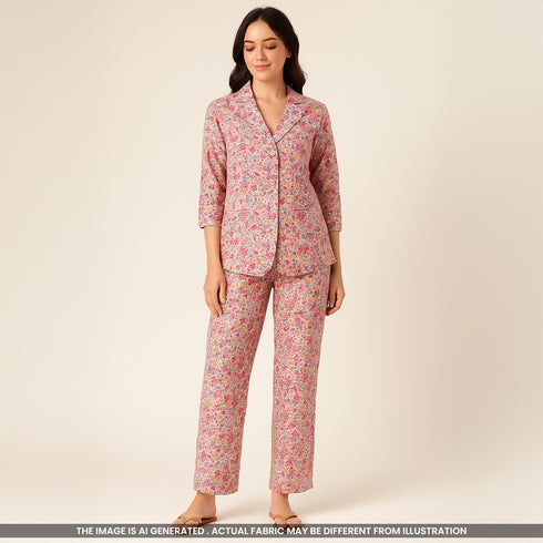 Floral Print Cambric Cotton Fabric- F4215