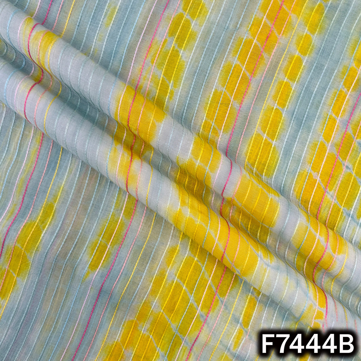 Tie-Dye Striped Chanderi Fabric - F7444