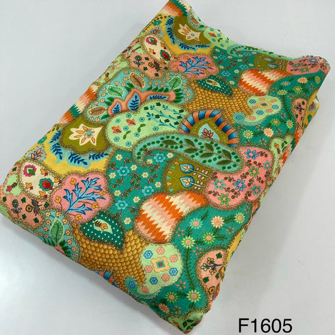 Position Print Zari Dupion Silk fabric-F1605