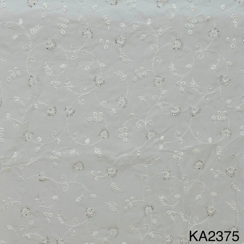 Embroidered Cut Dana Work Dyeable Organza Fabric - KA2375