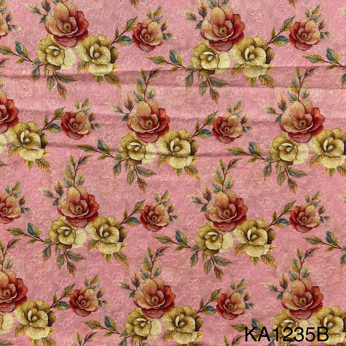 Embroidered Printed Cotton Fabric-KA1235