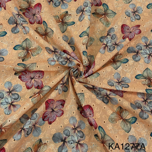 Chikankari Printed Cotton Fabric-KA1277