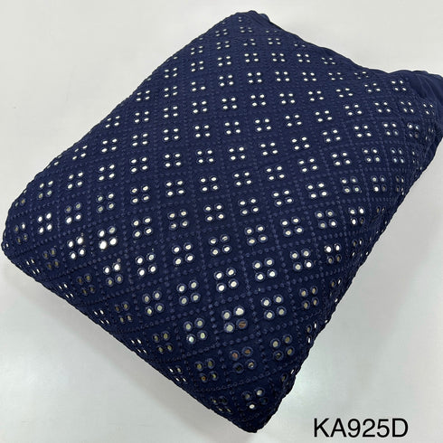 Embroidered Faux Mirror Georgette Fabric-KA925