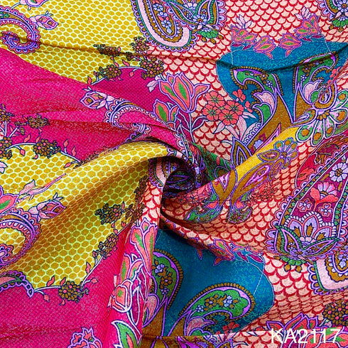Printed Banarasi brocade Fabric-KA2117