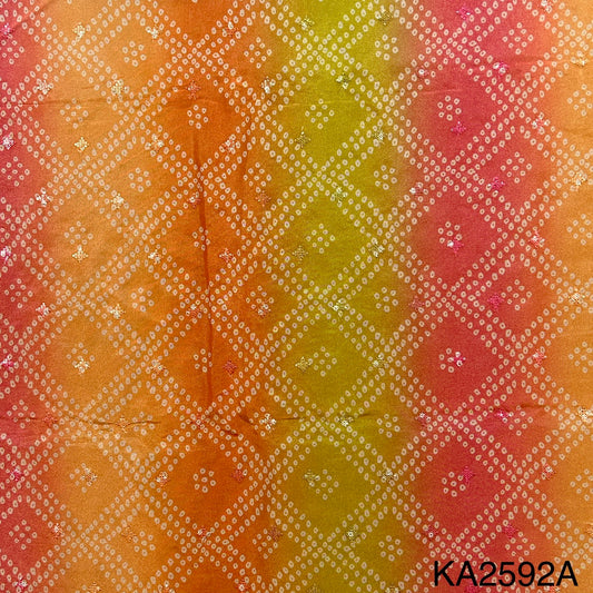 Embroidered Sequins Bandhani Print Shaded Tissue Fabric-KA2592