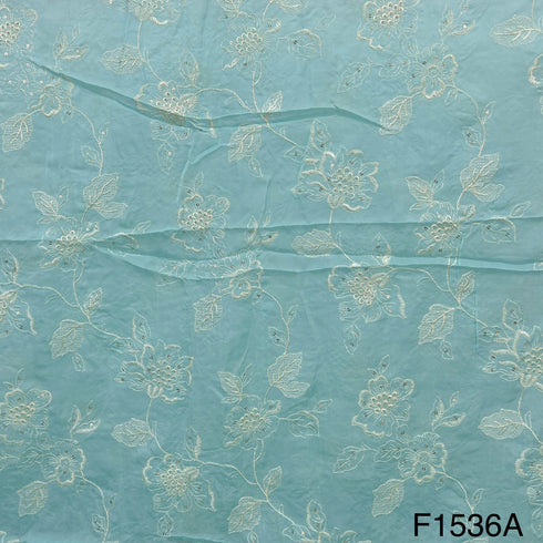 Thread Sequins Embroidered Organza Fabric-F1536