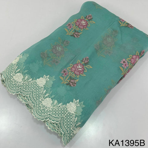 Thread Embroidered Pure Silk Organza Fabric-KA1950