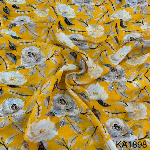 Foil Print Organza Fabric-KA1889