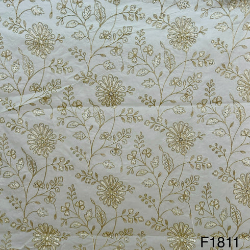 Dyeable Thread Sequins Zari Embroidered Organza fabric-F1811