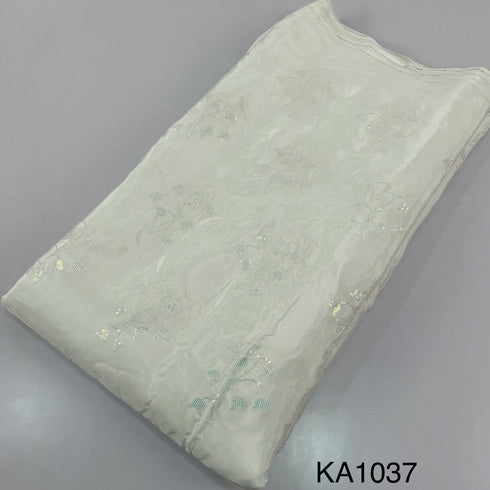 Dyeable Embroidered Sequins Crepe Fabric-KA1037