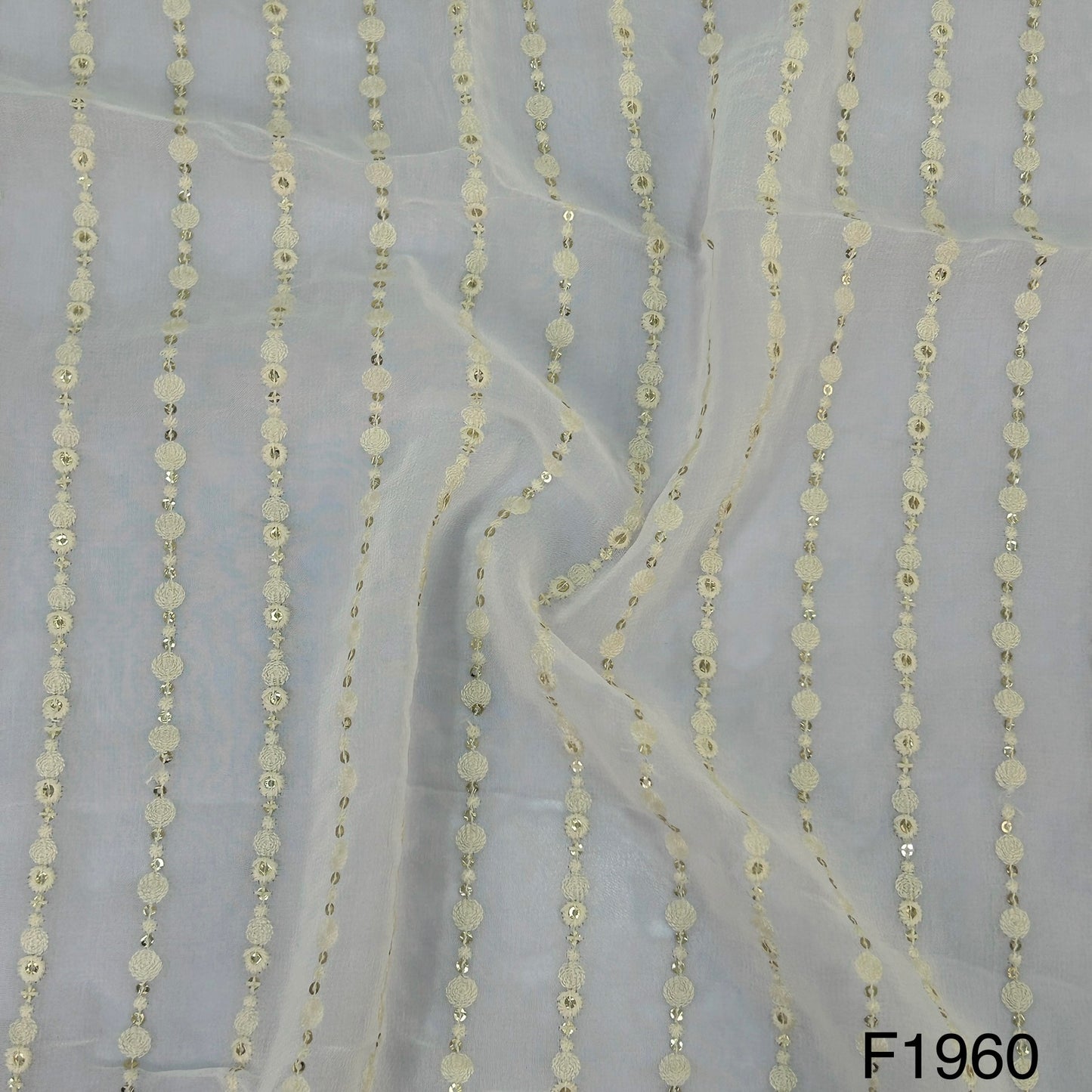 Dyeable Thread Sequins Embroidered Georgette Fabric - F1960