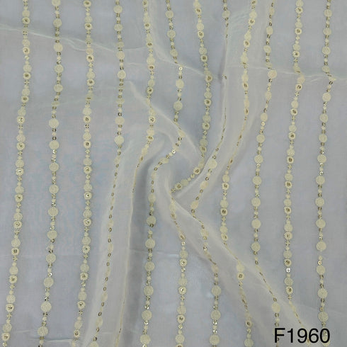 Dyeable Thread Sequins Embroidered Georgette Fabric - F1960