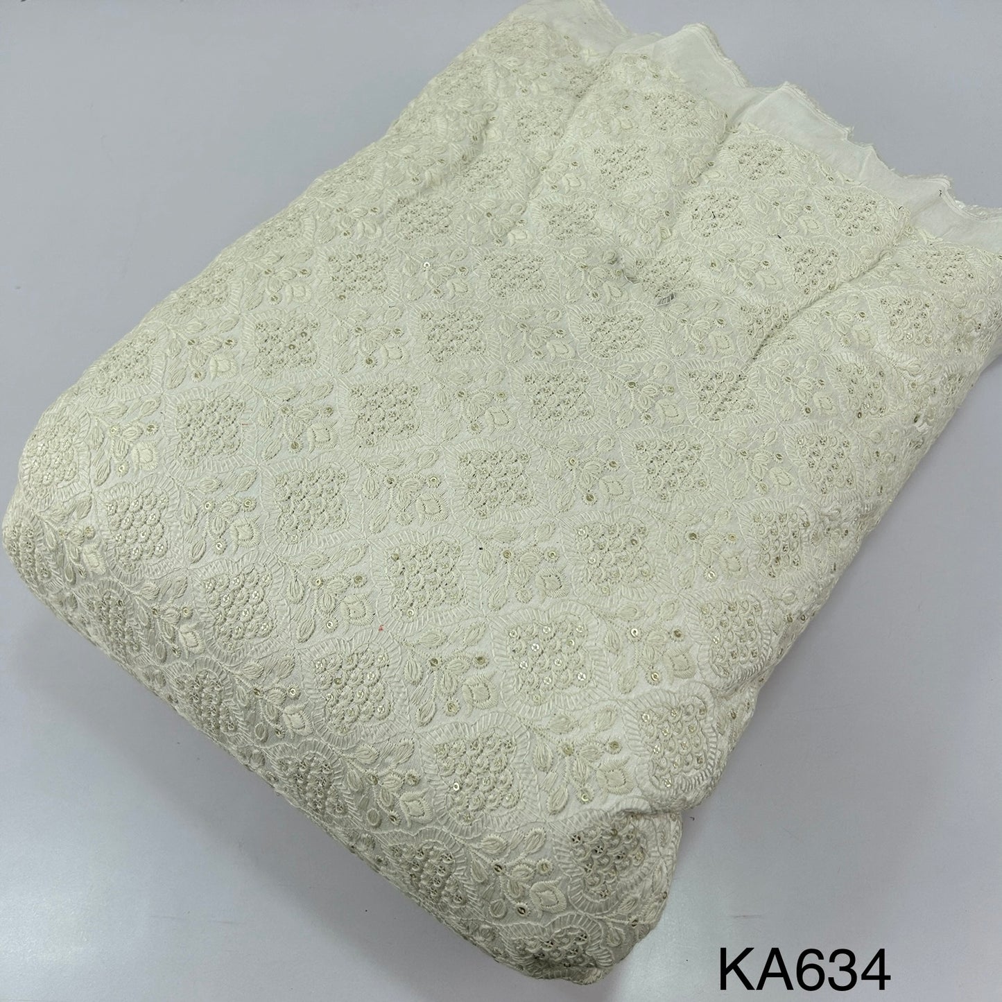 Thread Sequins Dyeable Silk Fabric-KA634