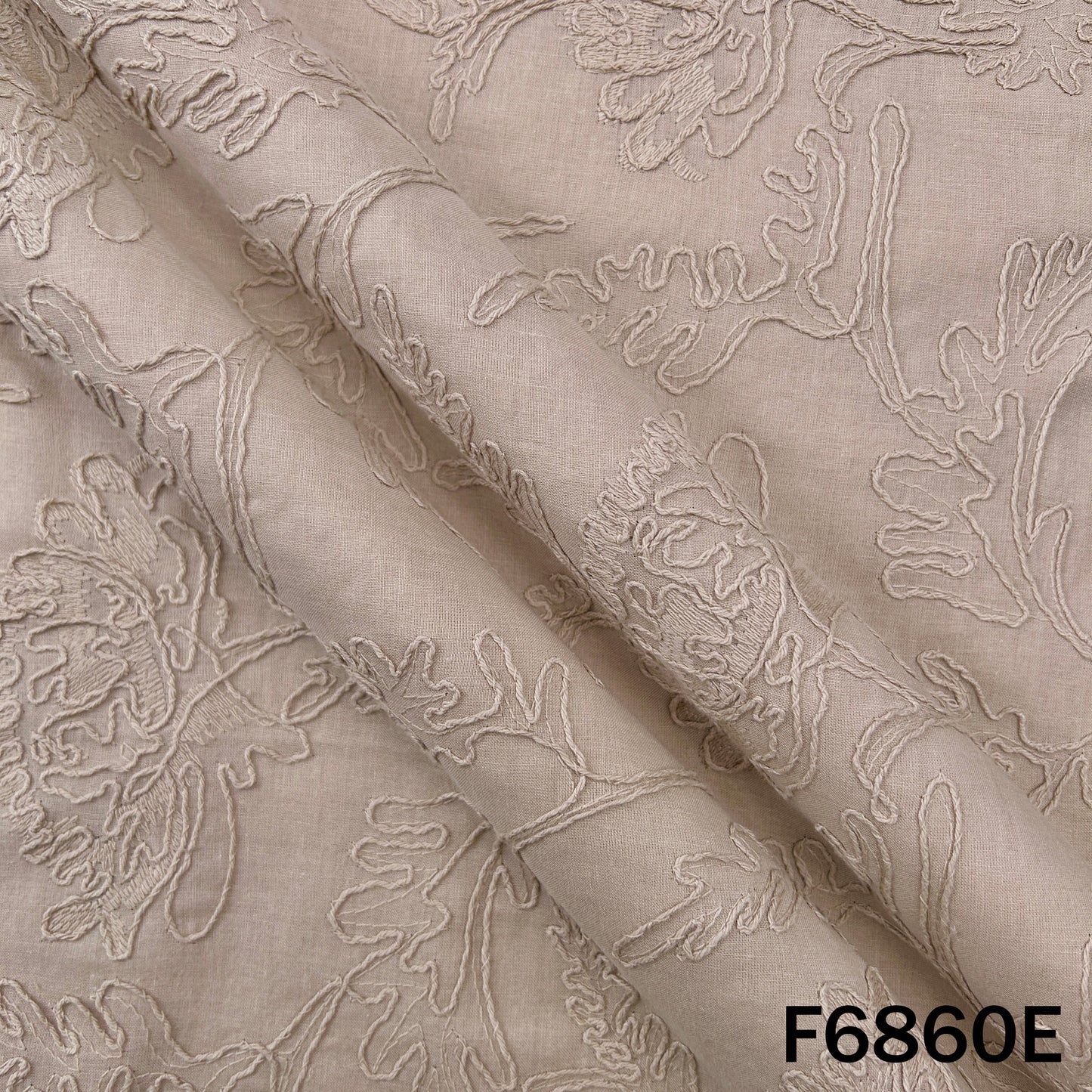 Thread Embroidered Cambric Cotton Fabric - F6860