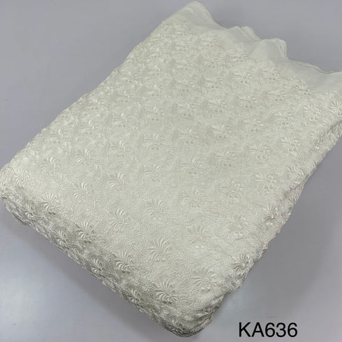 Thread Embroidered Dyeable Silk Fabric-KA636