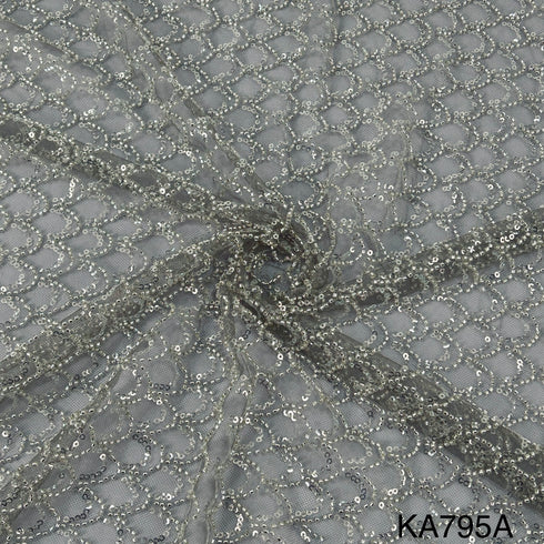 Imported Sequins Cut Dana Net Fabric - KA795