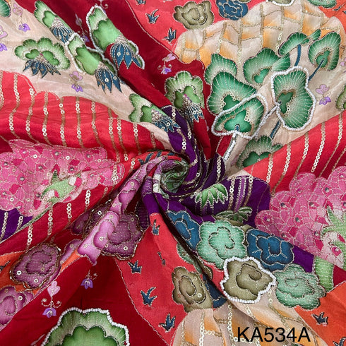 Position Print Zari Sequins Beads Cut Dana Work Crepe Fzbric-KA534