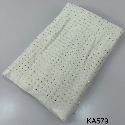 Pasted Mukaish Georgette Fabric-KA579