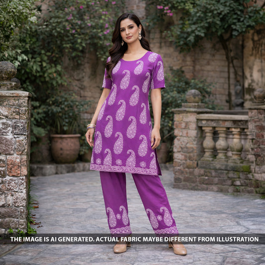 Thread Embroidered Modal Cotton Fabric - F6376