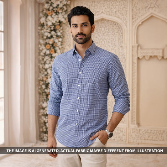 Check Print Pure Cotton Fabric - F6396