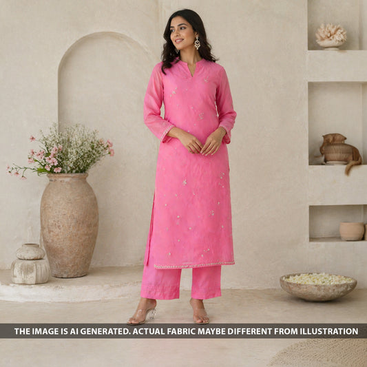 Cut Dana Sequins Work Organza Fabric - F6400