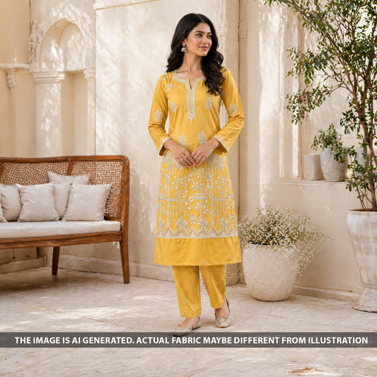 Zari Sequins Thread Work Crepe Fabric - F6415