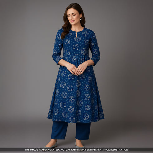 Indigo Print Cambric Cotton Fabric- F4738