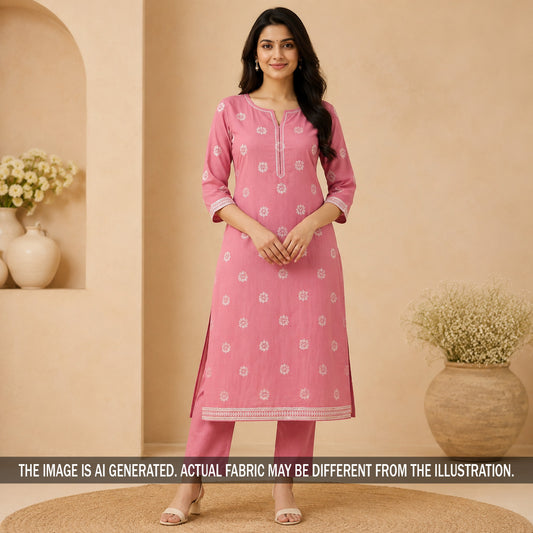 Thread Embroidered Muslin Silk Fabric - F7242