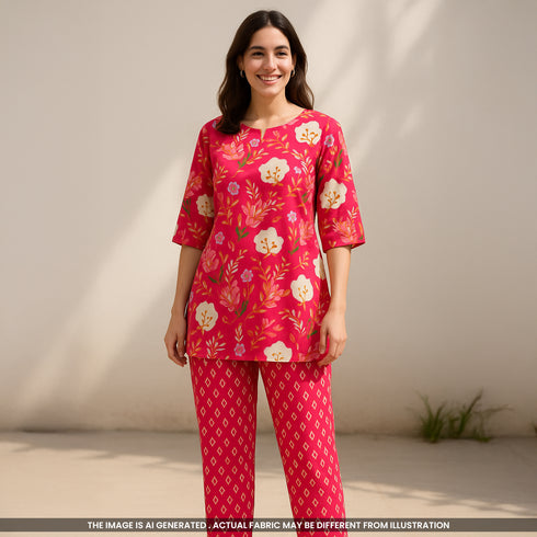 Digital Print Cambric Cotton Fabric- F4567