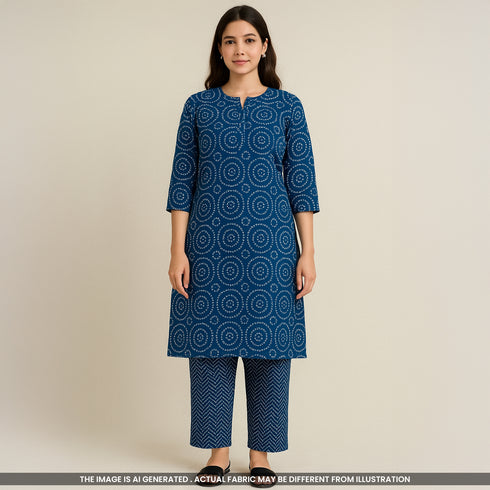 Bandhani Block Print Cambric Cotton Fabric- F4579