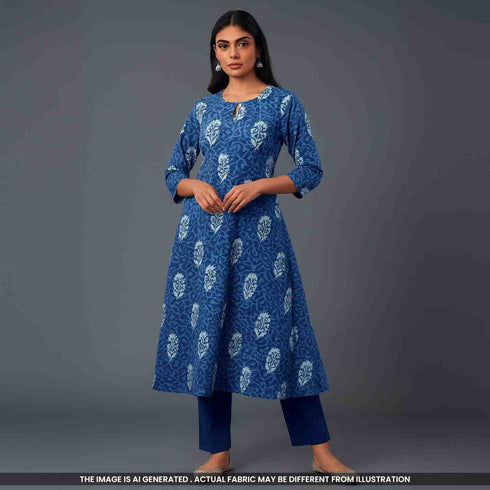 Indigo Print Cambric Cotton Fabric- F4780