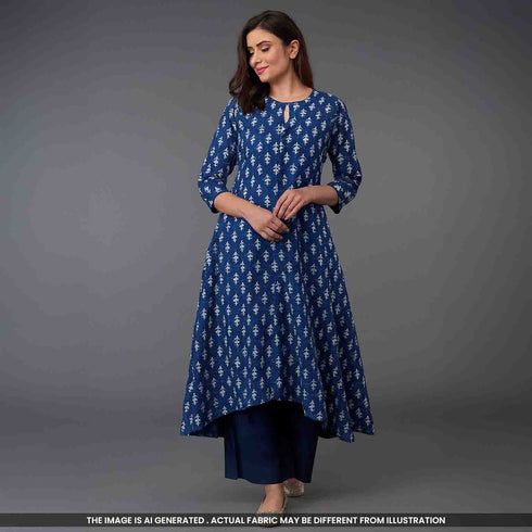 Indigo Print Cambric Cotton Fabric- F4781