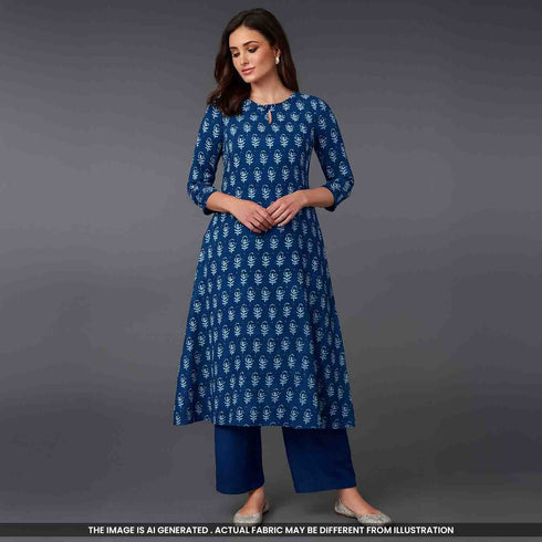 Indigo Print Cambric Cotton Fabric- F4790