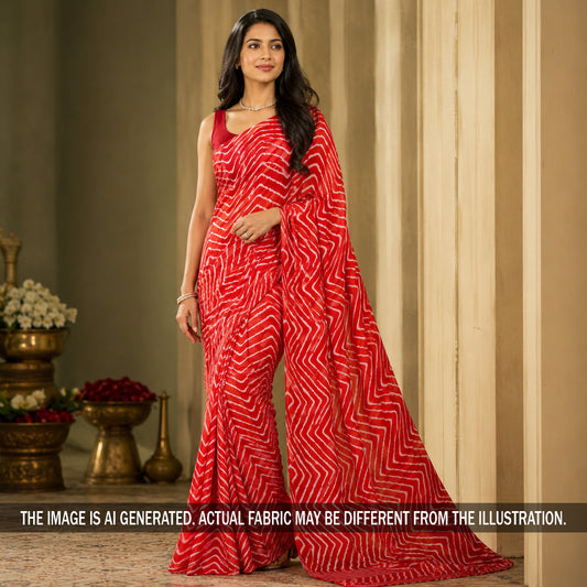 Zig Zag Print Dual Tone Chinnon Chiffon Fabric - F7286