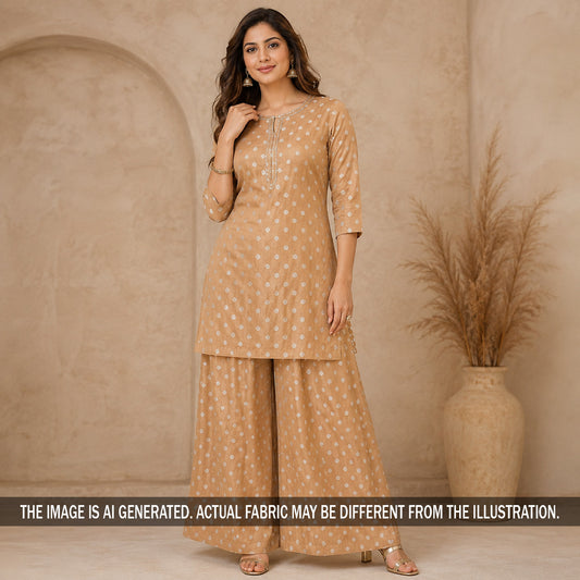 Zari Buti Work Banarasi Silk Fabric - F7308
