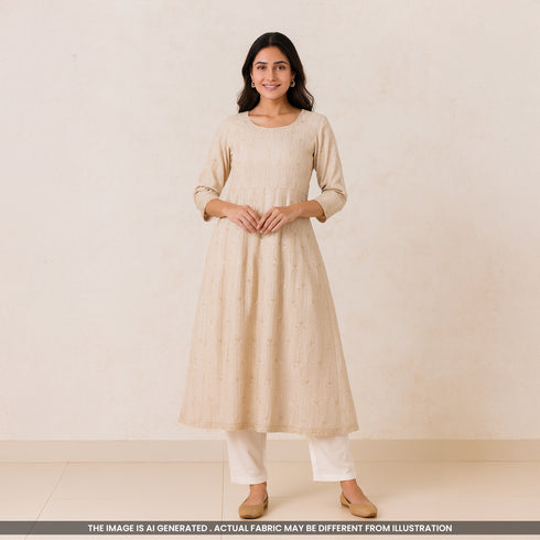 Thread Sequins Embroidered Cotton Silk- F4632