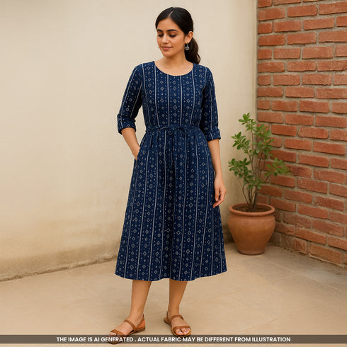 Printed Pintex Gotta Patti Cotton Fabric- F4649