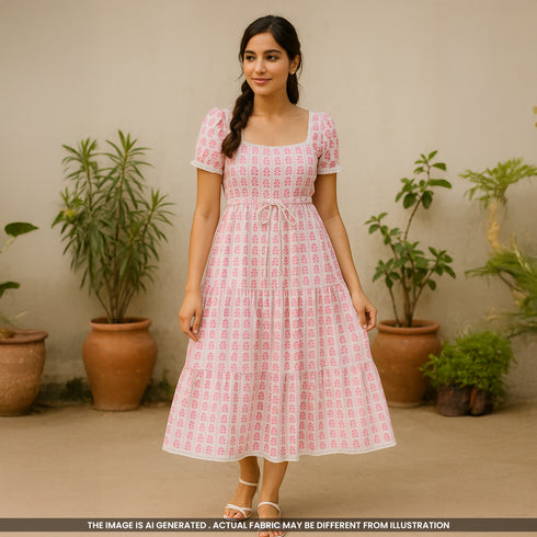 Printed Pintex Gotta Patti Cotton Fabric- F4650