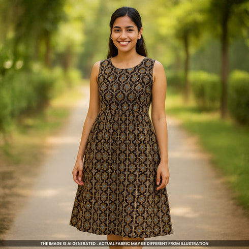 Printed Pintex Gota Patti Cotton Fabric- F4660