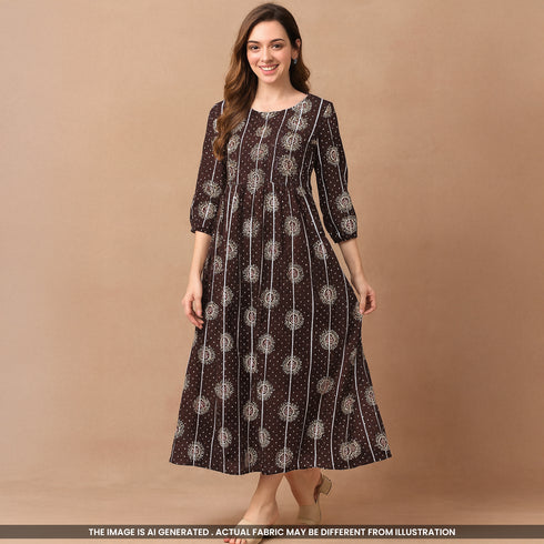 Printed Pintex Gota Patti Cotton Fabric- F4664