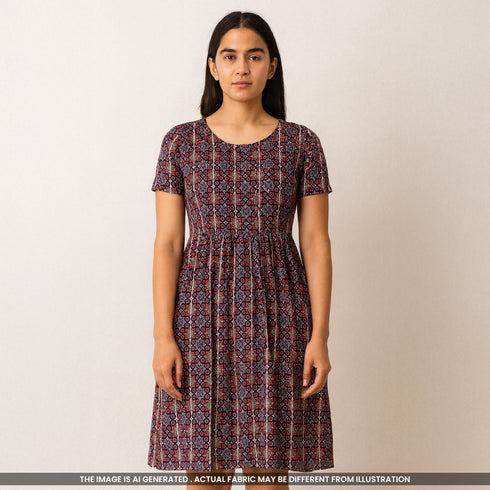 Printed Pintex Gota Patti Cotton Fabric- F4668