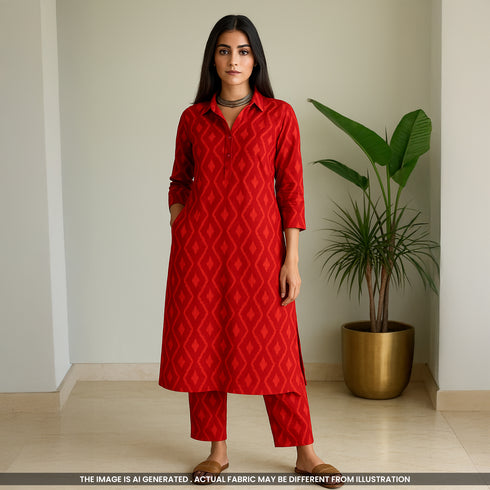 Ikkat Print Cambric Cotton Fabric- F4674