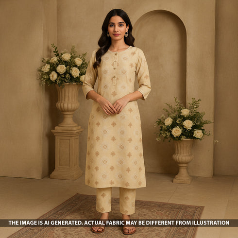 Thread Embroidered Pure Monga Silk Fabric - F5414