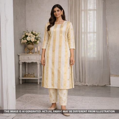 Zari Work Chanderi Silk Fabric - F5436