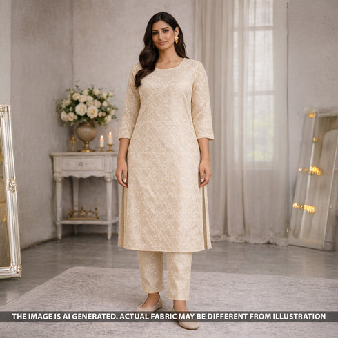 Zari Weave Pure Monga Silk Fabric - F5435