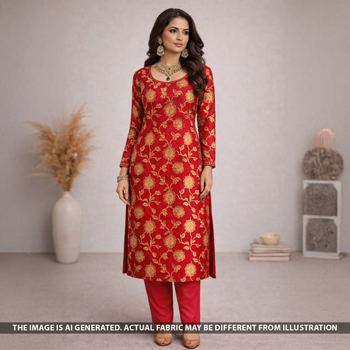 Zari Work Banarasi Brocade Silk Fabric - F5453