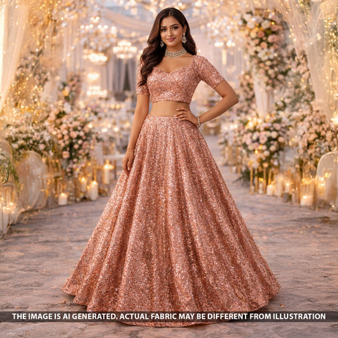 Sequins Work Shimmer Lycra Fabric - F5475